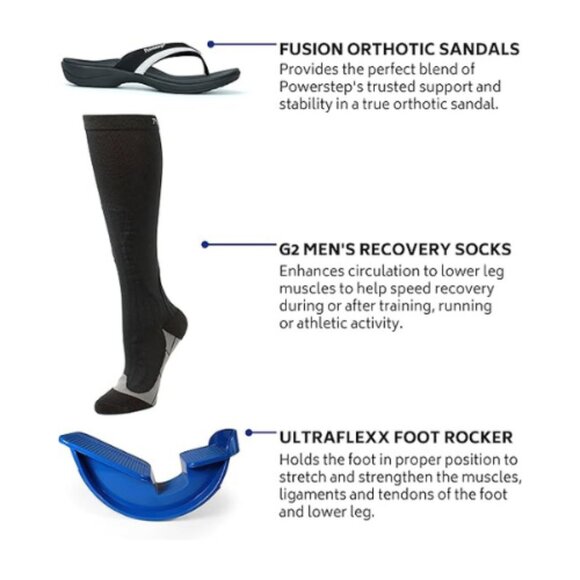 Powerstep Men’s Running Recovery Kit – Includes Socks, Fusion Sandals and Rocker - Picture 2 of 4